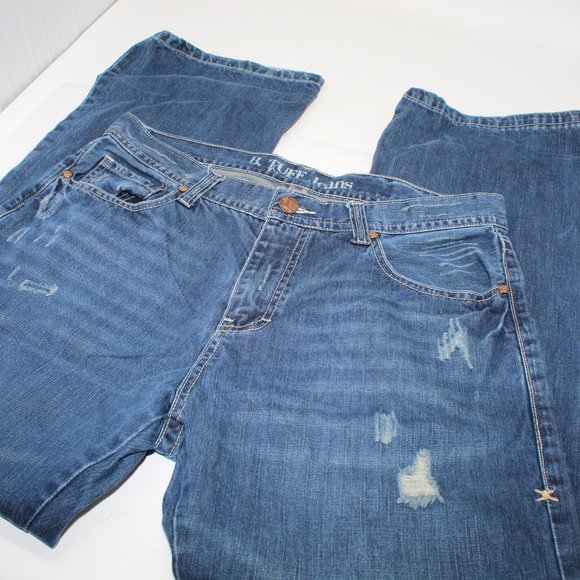 B. Tuff Distressed 5-Pocket Men's 32 x 34 Dark Was - Picture 3 of 14